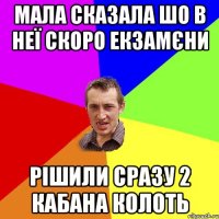 мала сказала шо в неї скоро екзамєни рішили сразу 2 кабана колоть