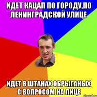 идет кацап по городу,по ленинградской улице идет в штанах обрыганых с вопросом на лице