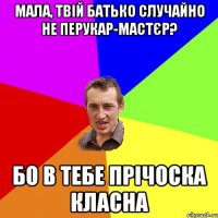 МАЛА, ТВІЙ БАТЬКО СЛУЧАЙНО НЕ ПЕРУКАР-МАСТЄР? БО В ТЕБЕ ПРІЧОСКА КЛАСНА