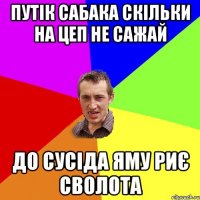 ПУтік сабака скільки на цеп не сажай до сусіда яму риє сволота