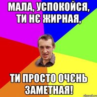 Мала, успокойся, ти нє жирная, Ти просто очєнь заметная!