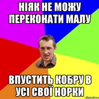 ніяк не можу переконати малу впустить кобру в усі свої норки