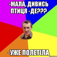 -Мала, дивись птиця -де??? -Уже полетіла