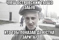 Чуеш Островский ты шо забув хто тобі показав де кістка зарита?