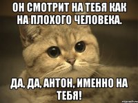 Он смотрит на тебя как на плохого человека. Да, да, Антон, именно на тебя!