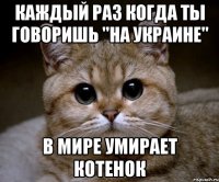 Каждый раз когда ты говоришь "на Украине" в мире умирает котенок