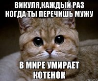 Викуля,каждый раз когда ты перечишь мужу В мире умирает котенок