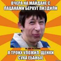 вчера на майдане с пацанами беркут пиздили я троих уложил ,щенки сука ебаные