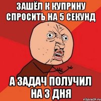 зашёл к Куприну спросить на 5 секунд а задач получил на 3 дня