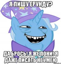 Я пишу ерунду? Да брось! Я же пони! Я даже писать не умею