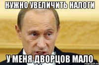 НУЖНО УВЕЛИЧИТЬ НАЛОГИ У МЕНЯ ДВОРЦОВ МАЛО