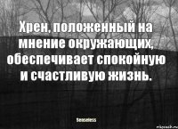 Хрен, положенный на мнение окружающих, обеспечивает спокойную и счастливую жизнь.