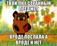 твой пнх странный предмет вроде послала а вроде и нет