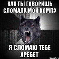 как ты говоришь сломала мой комп? я сломаю тебе хребет