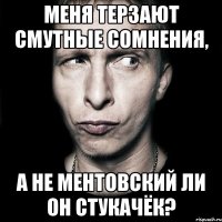 меня терзают смутные сомнения, а не ментовский ли он стукачёк?