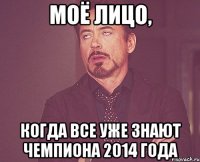 моё лицо, когда все уже знают чемпиона 2014 года