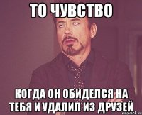 то чувство когда он обиделся на тебя и удалил из друзей