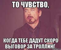 То чувство, когда тебе дадут скоро выговор за троллинг.