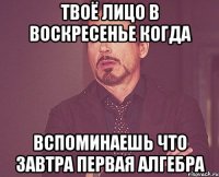 Твоё лицо в воскресенье когда Вспоминаешь что завтра первая алгебра