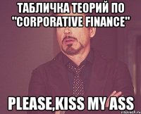 Табличка теорий по "Corporative finance" Please,Kiss my ass