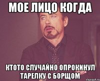 мое лицо когда ктото случайно опрокинул тарелку с борщом