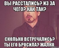 Вы расстались? Из за чего? Как так? Сколько встречались? ТЫ его бросила? Жалко.