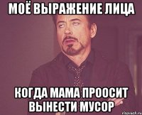 Моё выражение лица Когда мама проосит вынести мусор