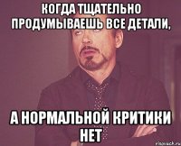 Когда тщательно продумываешь все детали, а нормальной критики нет