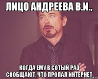 Лицо Андреева В.И., когда ему в сотый раз сообщают, что пропал Интернет