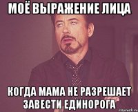 Моё выражение лица Когда мама не разрешает завести Единорога