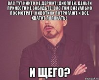 Вас тут никто не держит! Дисплей. Деньги принести не забудьте! Вас там визуально посмотрят, животики потрогают и все. Хватит лялякать! И ЩЕГО?