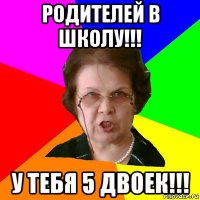 РОДИТЕЛЕЙ В ШКОЛУ!!! У ТЕБЯ 5 ДВОЕК!!!