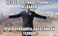 развел трех иностранных мудаков притворившись похотливой телкой