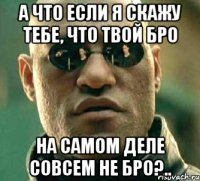 А что если я скажу тебе, что твой бро На самом деле совсем не бро?..