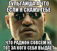 Гульгайша а что если я скажу тебе что Радион совсем не тот за кого себя выдает