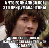 А что если Алиса все это придумала чтобы найти холостяка в Израиле,даже свой телефон оставила .