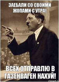 Заебали со своими жопами с утра! Всех отправлю в газенваген нахуй!