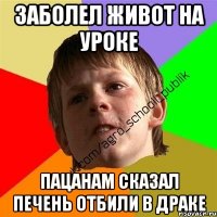 заболел живот на уроке пацанам сказал печень отбили в драке