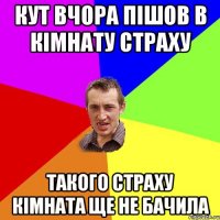 КУТ ВЧОРА ПІШОВ В КІМНАТУ СТРАХУ ТАКОГО СТРАХУ КІМНАТА ЩЕ НЕ БАЧИЛА