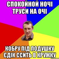 Спокойной ночі труси на очі кобру під подушку єдік ссить в кружку