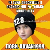 Че сука, обоснуешь в скайпе? мне 20, только микро нету лови, VOVAN1999