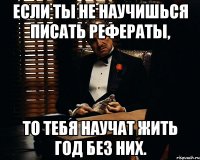 Если ты не научишься писать рефераты, то тебя научат жить год без них.