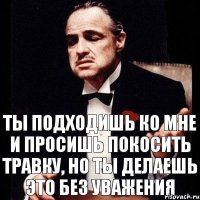 Ты подходишь ко мне и просишь покосить травку, но ты делаешь это без уважения