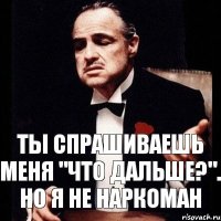 Ты спрашиваешь меня "что дальше?". Но я не наркоман