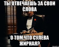 ТЫ ОТВЕЧАЕШЬ ЗА СВОИ СЛОВА О ТОМ,ЧТО СУЛЕВА ЖИРНАЯ?