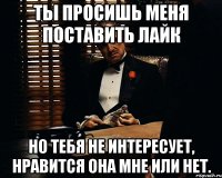 Ты просишь меня поставить лайк Но тебя не интересует, нравится она мне или нет.