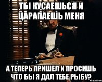 Ты кусаешься и царапаешь меня а теперь пришел и просишь что бы я дал тебе рыбу?