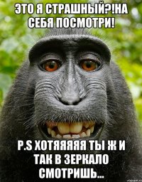 Это я страшный?!На себя посмотри! P.S хотяяяяя ты ж и так в зеркало смотришь...