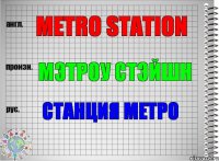 Metro station Мэтроу стэйшн Станция метро