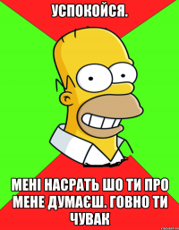 успокойся. мені насрать шо ти про мене думаєш. говно ти чувак